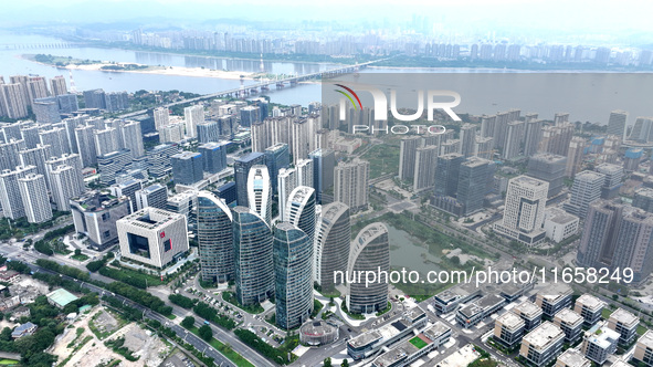 An aerial photo shows the Fuzhou High-tech Industrial Development Zone in Fuzhou, China, on October 12, 2024. 