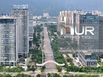 An aerial photo shows the Fuzhou High-tech Industrial Development Zone in Fuzhou, China, on October 12, 2024. (