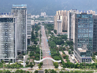 An aerial photo shows the Fuzhou High-tech Industrial Development Zone in Fuzhou, China, on October 12, 2024. (