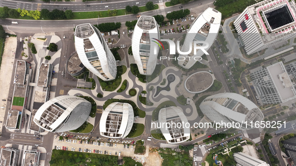 An aerial photo shows the Fuzhou High-tech Industrial Development Zone in Fuzhou, China, on October 12, 2024. 