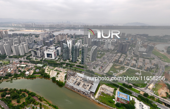 An aerial photo shows the Fuzhou High-tech Industrial Development Zone in Fuzhou, China, on October 12, 2024. 