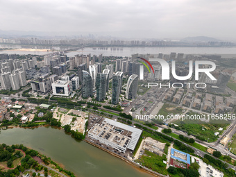 An aerial photo shows the Fuzhou High-tech Industrial Development Zone in Fuzhou, China, on October 12, 2024. (