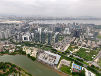 An aerial photo shows the Fuzhou High-tech Industrial Development Zone in Fuzhou, China, on October 12, 2024. (