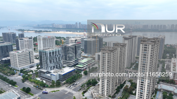 An aerial photo shows the Fuzhou High-tech Industrial Development Zone in Fuzhou, China, on October 12, 2024. 