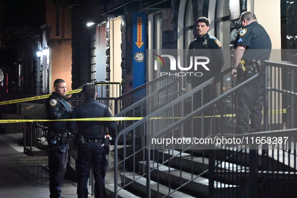 An unidentified man is shot and is in critical condition in the Harlem section of Manhattan, New York, United States, on October 12, 2024. A...