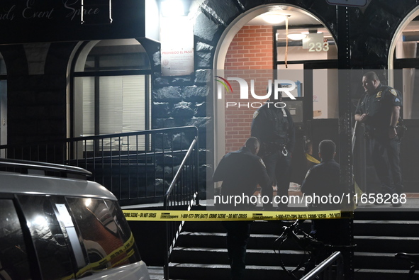 An unidentified man is shot and is in critical condition in the Harlem section of Manhattan, New York, United States, on October 12, 2024. A...