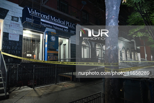 An unidentified man is shot and is in critical condition in the Harlem section of Manhattan, New York, United States, on October 12, 2024. A...