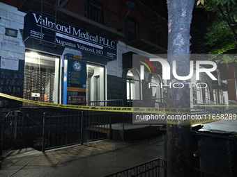 An unidentified man is shot and is in critical condition in the Harlem section of Manhattan, New York, United States, on October 12, 2024. A...