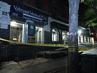 An unidentified man is shot and is in critical condition in the Harlem section of Manhattan, New York, United States, on October 12, 2024. A...