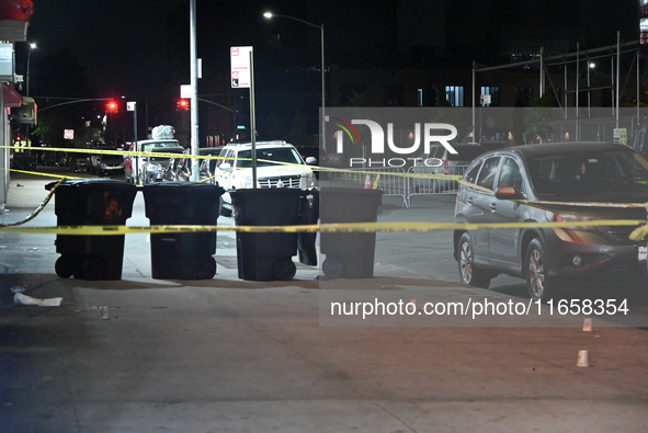 An unidentified man in his 20s is shot and killed in the Flatbush section of Brooklyn, New York, United States, on October 12, 2024. On Sund...