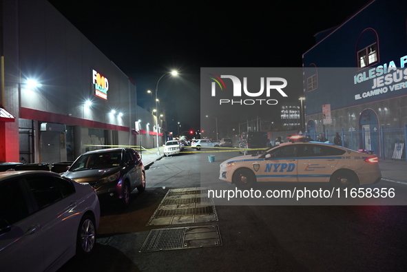 An unidentified man in his 20s is shot and killed in the Flatbush section of Brooklyn, New York, United States, on October 12, 2024. On Sund...