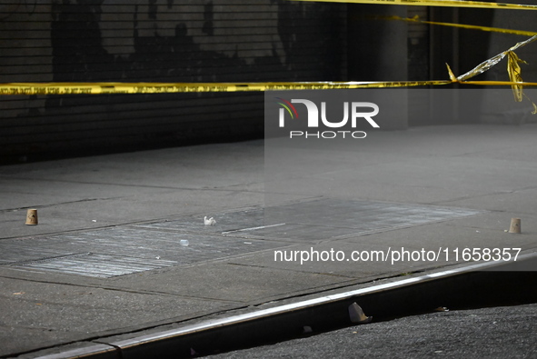 An unidentified man in his 20s is shot and killed in the Flatbush section of Brooklyn, New York, United States, on October 12, 2024. On Sund...