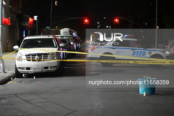 An unidentified man in his 20s is shot and killed in the Flatbush section of Brooklyn, New York, United States, on October 12, 2024. On Sund...