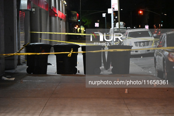 An unidentified man in his 20s is shot and killed in the Flatbush section of Brooklyn, New York, United States, on October 12, 2024. On Sund...