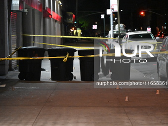 An unidentified man in his 20s is shot and killed in the Flatbush section of Brooklyn, New York, United States, on October 12, 2024. On Sund...