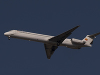 An Iranian airliner flies over the sky in southern Tehran, Iran, on October 11, 2023. (