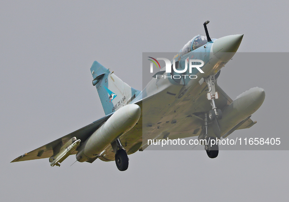 A Mirage 2000 aircraft of the French Air Force participates in the Tactical Leadership Programme in Albacete, Spain, on September 24, 2024. 