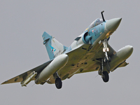 A Mirage 2000 aircraft of the French Air Force participates in the Tactical Leadership Programme in Albacete, Spain, on September 24, 2024....