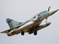 A Mirage 2000 aircraft of the French Air Force participates in the Tactical Leadership Programme in Albacete, Spain, on September 24, 2024....