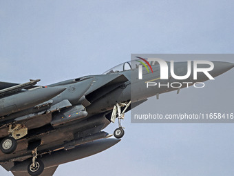 A McDonnell Douglas F-15 Eagle aircraft of the United States Air Force participates in the Tactical Leadership Programme in Albacete, Spain,...