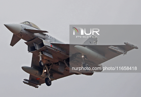 Eurofighter Typhoon EF2000 aircraft of the Spain Air Force participate in the Tactical Leadership Programme in Albacete, Spain, on September...