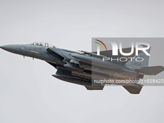 A McDonnell Douglas F-15 Eagle aircraft of the United States Air Force participates in the Tactical Leadership Programme in Albacete, Spain,...