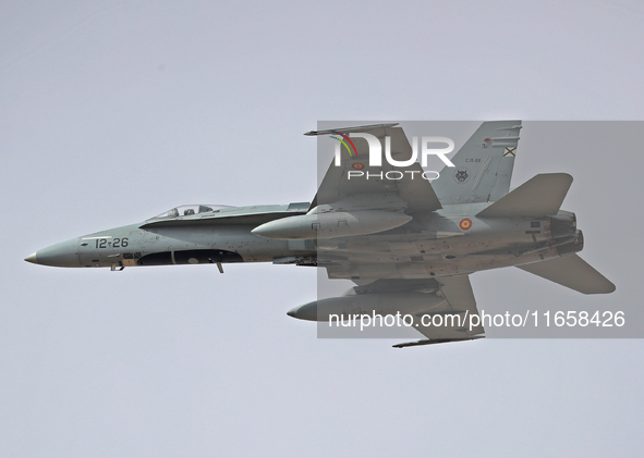 McDonnell Douglas F/A-18A Hornet aircraft of the Spain Air Force participate in the Tactical Leadership Programme in Albacete, Spain, on Sep...