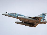 A Dassault Mirage 2000-5F aircraft of the French Air Force participates in the Tactical Leadership Programme in Albacete, Spain, on Septembe...