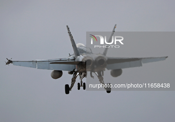 A McDonnell Douglas F-15 Eagle aircraft of the United States Air Force participates in the Tactical Leadership Programme in Albacete, Spain,...