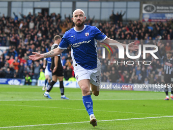 Paddy Madden of Chesterfield celebrates after scoring a goal to make it 1-0 during the Sky Bet League 2 match between Chesterfield and Notts...