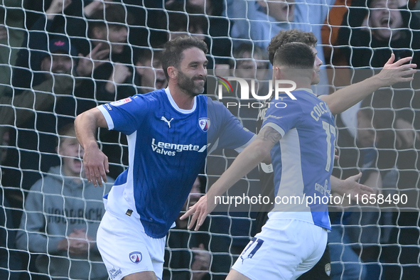 Will Grigg of Chesterfield celebrates after scoring a goal to make it 2-1 during the Sky Bet League 2 match between Chesterfield and Notts C...