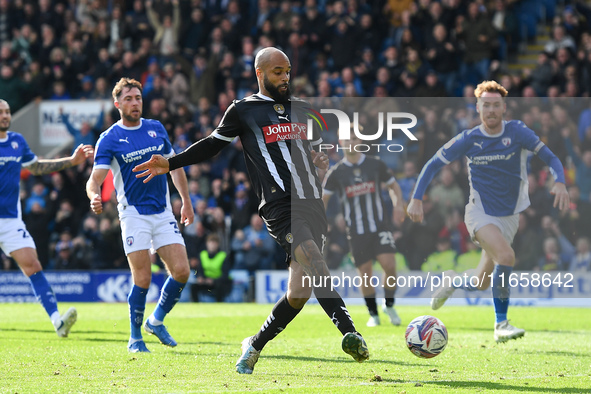 David McGoldrick of Notts County scores a goal to make it 2-2 during the Sky Bet League 2 match between Chesterfield and Notts County at the...