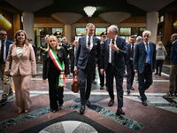 At the D'Annunzio theater in Latina, Italy, on October 4, 2024, the municipal council convenes to illustrate the law on the anniversary of t...