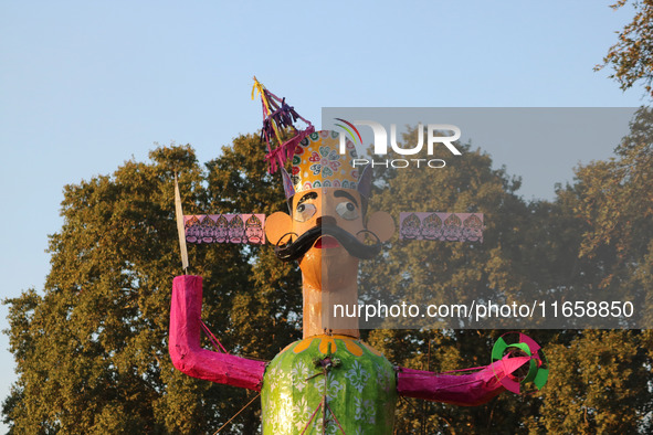 An effigy of the mythic demon king Ravana is pictured on the occasion of the Hindu festival of Dussehra, which marks the triumph of good ove...