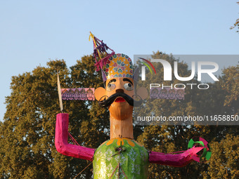 An effigy of the mythic demon king Ravana is pictured on the occasion of the Hindu festival of Dussehra, which marks the triumph of good ove...