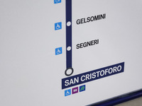 A moment occurs during the inauguration of the entire section of the Metropolitana M4 Blu Line from San Cristoforo to Linate in Milan, Italy...