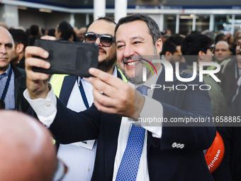 Matteo Salvini attends the inauguration during the opening of the entire section of the Metropolitana M4 Blu Line from San Cristoforo to Lin...