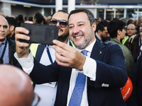 Matteo Salvini attends the inauguration during the opening of the entire section of the Metropolitana M4 Blu Line from San Cristoforo to Lin...