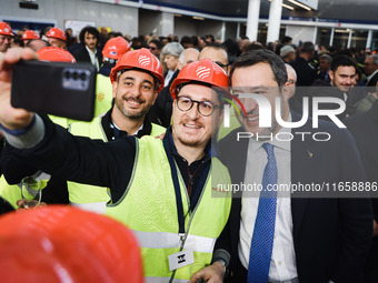 Matteo Salvini attends the inauguration during the opening of the entire section of the Metropolitana M4 Blu Line from San Cristoforo to Lin...