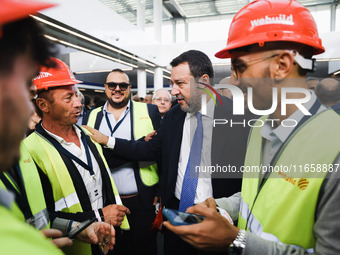 Matteo Salvini attends the inauguration during the opening of the entire section of the Metropolitana M4 Blu Line from San Cristoforo to Lin...