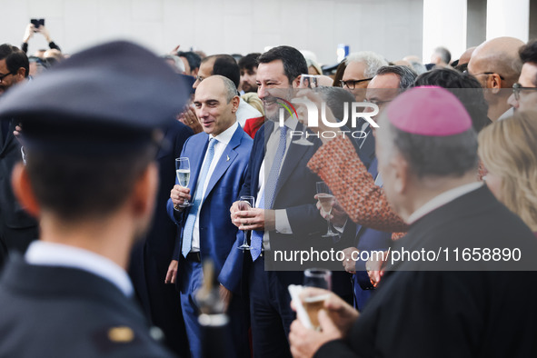 Matteo Salvini attends the inauguration during the opening of the entire section of the Metropolitana M4 Blu Line from San Cristoforo to Lin...