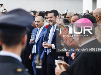 Matteo Salvini attends the inauguration during the opening of the entire section of the Metropolitana M4 Blu Line from San Cristoforo to Lin...