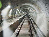 A moment occurs during the inauguration of the entire section of the Metropolitana M4 Blu Line from San Cristoforo to Linate in Milan, Italy...