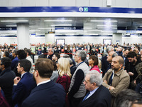 A moment occurs during the inauguration of the entire section of the Metropolitana M4 Blu Line from San Cristoforo to Linate in Milan, Italy...