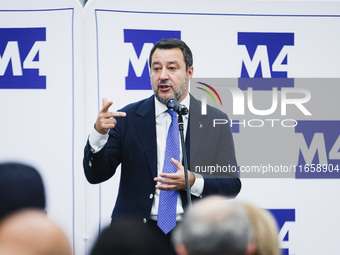 Matteo Salvini attends the inauguration during the opening of the entire section of the Metropolitana M4 Blu Line from San Cristoforo to Lin...