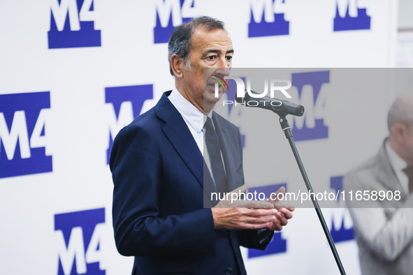 Giuseppe Sala attends the inauguration during the opening of the entire section of the Metropolitana M4 Blu Line from San Cristoforo to Lina...