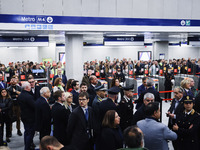 A moment occurs during the inauguration of the entire section of the Metropolitana M4 Blu Line from San Cristoforo to Linate in Milan, Italy...