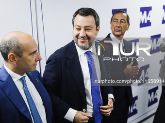 Matteo Salvini and Giuseppe Sala attend the inauguration during the opening of the entire section of the Metropolitana M4 Blu Line from San...