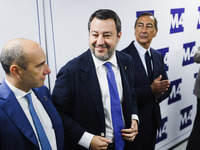 Matteo Salvini and Giuseppe Sala attend the inauguration during the opening of the entire section of the Metropolitana M4 Blu Line from San...