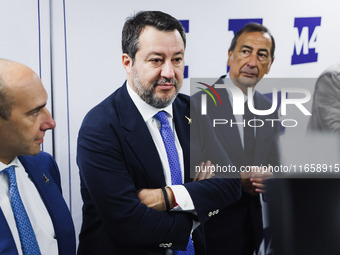 Matteo Salvini and Giuseppe Sala attend the inauguration during the opening of the entire section of the Metropolitana M4 Blu Line from San...